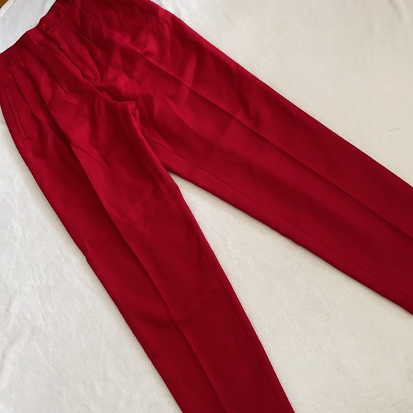 {VTG} Giorgio Sant' Angelo | 100% Pure Wool Pleated High Waisted Pants Red (6) - Picture 2 of 16